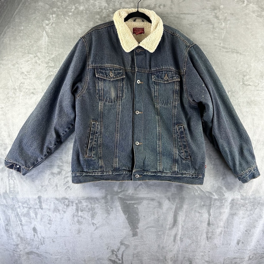 Moose Creek Denim Jacket Men's XL Blue Sherpa Lined Trucker Western Workwear NEW